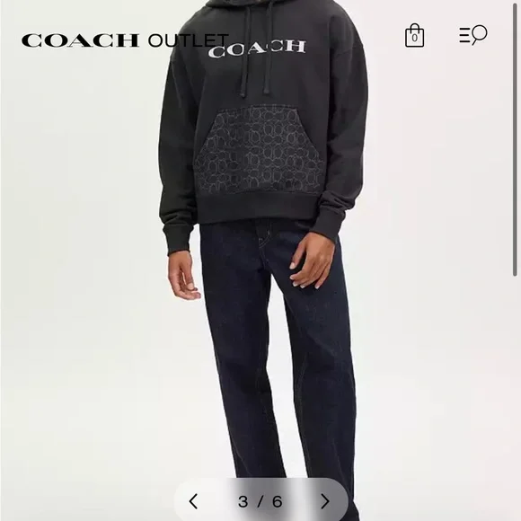 NWOT Coach Black and Gray Geometric Oversized Unisex Hoodie- XL - Picture 2 of 7